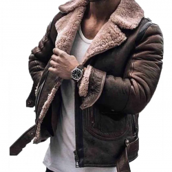 Mens Street Style Brown Shearling Leather Jacket Mens Street Style Brown Shearling Leather Jacket