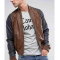 Mens Truly Striped Bomber Faux Leather Jacket