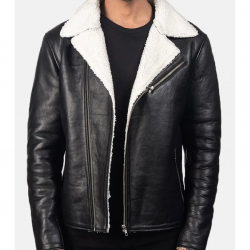 Mens White Fur Black Leather Jacket Mens White Fur Black Leather Jacket