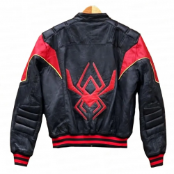 Miles Morales Spider Man Black Motorcycle Leather Jacket Miles Morales Spider Man Black Motorcycle Leather Jacket