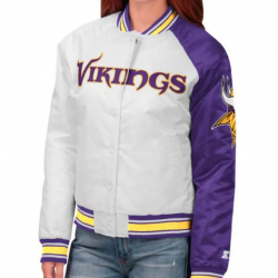 Minnesota Vikings Starter Satin White and Purple Jacket Minnesota Vikings Starter Satin White and Purple Jacket