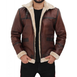 Mitchel Brown Shearling Bomber Leather Jacket
