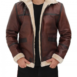 Mitchel Brown Shearling Bomber Leather Jacket Mitchel Brown Shearling Bomber Leather Jacket