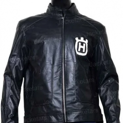 Motorcycle Husqvarna Black Leather Jacket