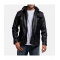 Moulder Hooded Black Leather Jacket
