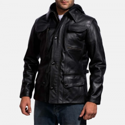Moulder Hooded Black Leather Jacket Moulder Hooded Black Leather Jacket