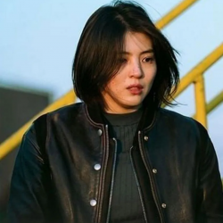 My Name Han So Hee Black Leather Bomber Jacket My Name Han So Hee Black Leather Bomber Jacket
