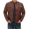 Navan Mens Brown Four Pocket Vintage Leather Jacket