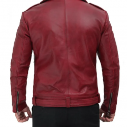 Negan Asymmetrical Leather Maroon Biker Jacket Negan Asymmetrical Leather Maroon Biker Jacket