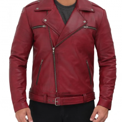 Negan Asymmetrical Leather Maroon Biker Jacket Negan Asymmetrical Leather Maroon Biker Jacket