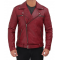 Negan Asymmetrical Leather Maroon Biker Jacket