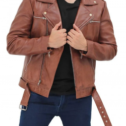 Negan Mens Brown Leather Motorcycle Jacket Negan Mens Brown Leather Motorcycle Jacket