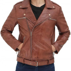 Negan Mens Brown Leather Motorcycle Jacket Negan Mens Brown Leather Motorcycle Jacket