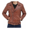 Negan Mens Brown Leather Motorcycle Jacket