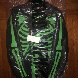 Neighborhood × Vlone Green Bones Leather Jacket