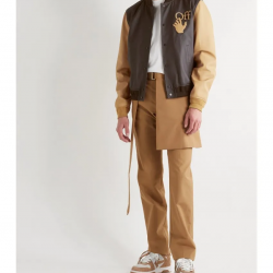 Off White Leather Varsity Jacket