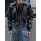PU Black Leather Jacket Coat Streetwear Zipper