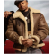 Power Book III Malcolm M Mays Shearling Bomber Brown Leather Jacket