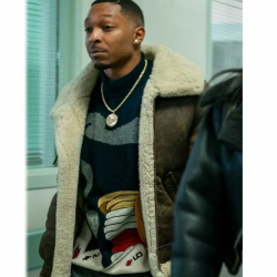 Power Book III Malcolm M Mays Shearling Bomber Brown Leather Jacket Power Book III Malcolm M Mays Shearling Bomber Brown Leather Jacket