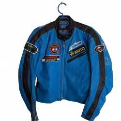 RARE VTG Japanese Blue Leather Racing Jacket RARE VTG Japanese Blue Leather Racing Jacket