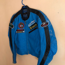 RARE VTG Japanese Blue Leather Racing Jacket