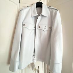 Raf Simons Calvin Klein Policeman White Leather Jacket  Raf Simons Calvin Klein Policeman White Leather Jacket
