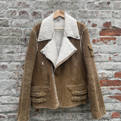 Raf Simons Closer Corduroy Shearling Biker Jacket