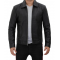 Reeves Black Vintage Shirt Collar Leather Jacket Mens