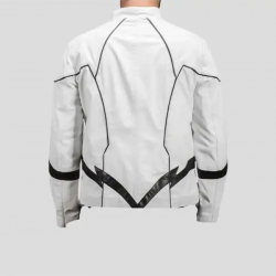 Roboguy White Biker Leather Jacket Roboguy White Biker Leather Jacket