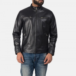 Rustic Black Leather Biker Jacket