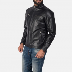 Rustic Black Leather Biker Jacket