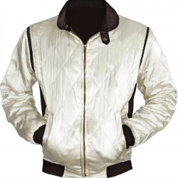 Ryan Gosling Drive Scorpion White Satin Lightweight Casual Bomber Varsity Sports Biker Drive Jacket Ryan Gosling Drive Scorpion White Satin Lightweight Casual Bomber Varsity Sports Biker Drive Jacket