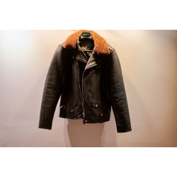 Schott Leather Jacket with Faux Fur Collar