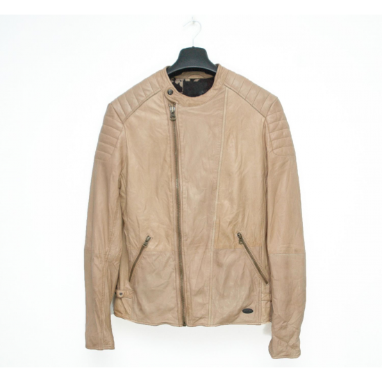 Scotch and Soda Men's Tan Biker Leather Jacket