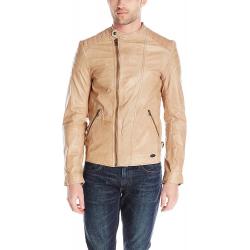 Scotch and Soda Men's Tan Biker Leather Jacket