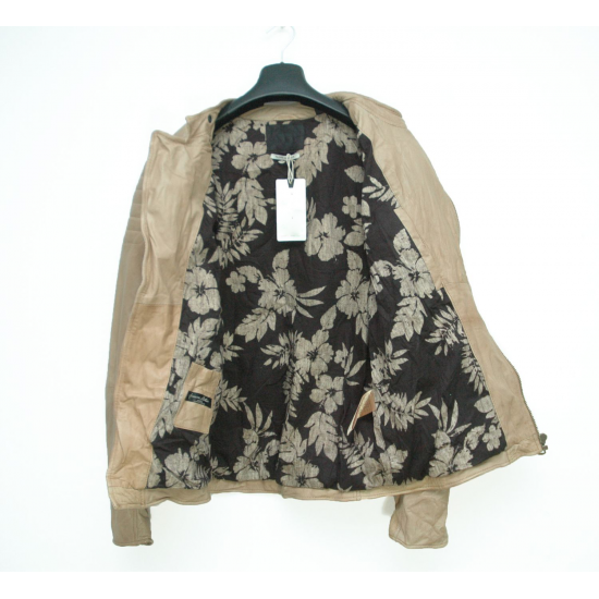 Scotch and Soda Men's Tan Biker Leather Jacket