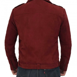 Sean Maroon Suede Biker Jacket Men Sean Maroon Suede Biker Jacket Men