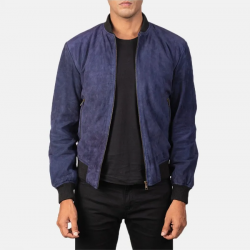 Shane Blue Suede Bomber Jacket Shane Blue Suede Bomber Jacket