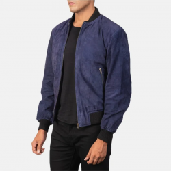 Shane Blue Suede Bomber Jacket Shane Blue Suede Bomber Jacket