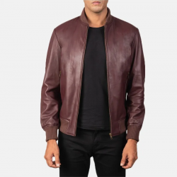 Shane Maroon Leather Bomber Jacket Shane Maroon Leather Bomber Jacket