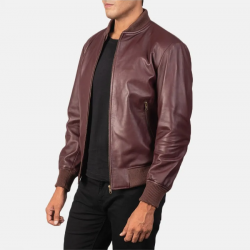 Shane Maroon Leather Bomber Jacket Shane Maroon Leather Bomber Jacket