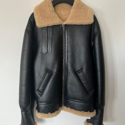 Shearling Aviator Timeless Black Leather Jacket