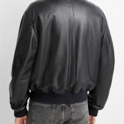 Sleek Black Leather Bomber Jacket by Acne Studios Sleek Black Leather Bomber Jacket by Acne Studios
