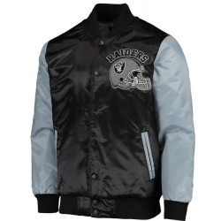Starter Las Vegas Raiders Black and Grey Satin Jacket