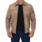 Steven Mens Beige Leather Bomber Jacket