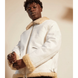 Stone Island Vintage Hand Painted White Shearling Jacket