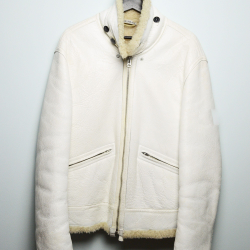 Stone Island Vintage Hand Painted White Shearling Jacket