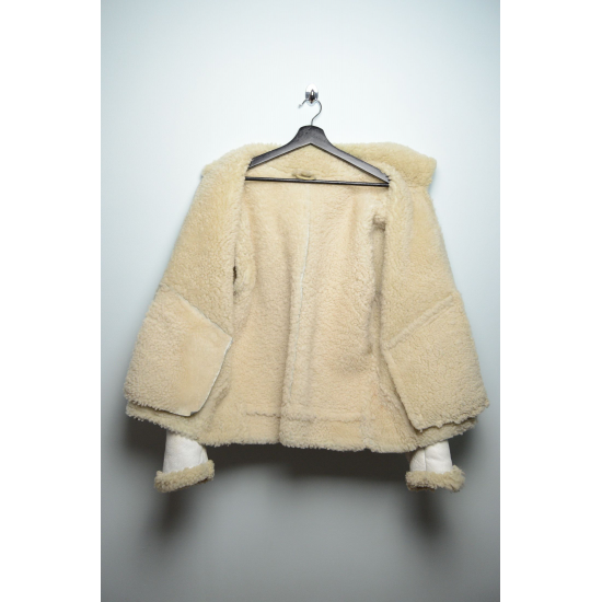 Stone Island Vintage Hand Painted White Shearling Jacket