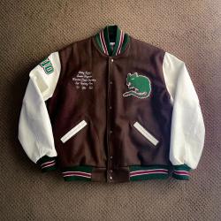 Stray Rats 10 Year Brown Varsity Jacket  Stray Rats 10 Year Brown Varsity Jacket