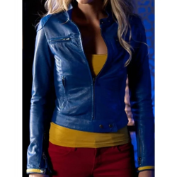 Supergirl Smallville Laura Vandervoort Leather Jacket Blue